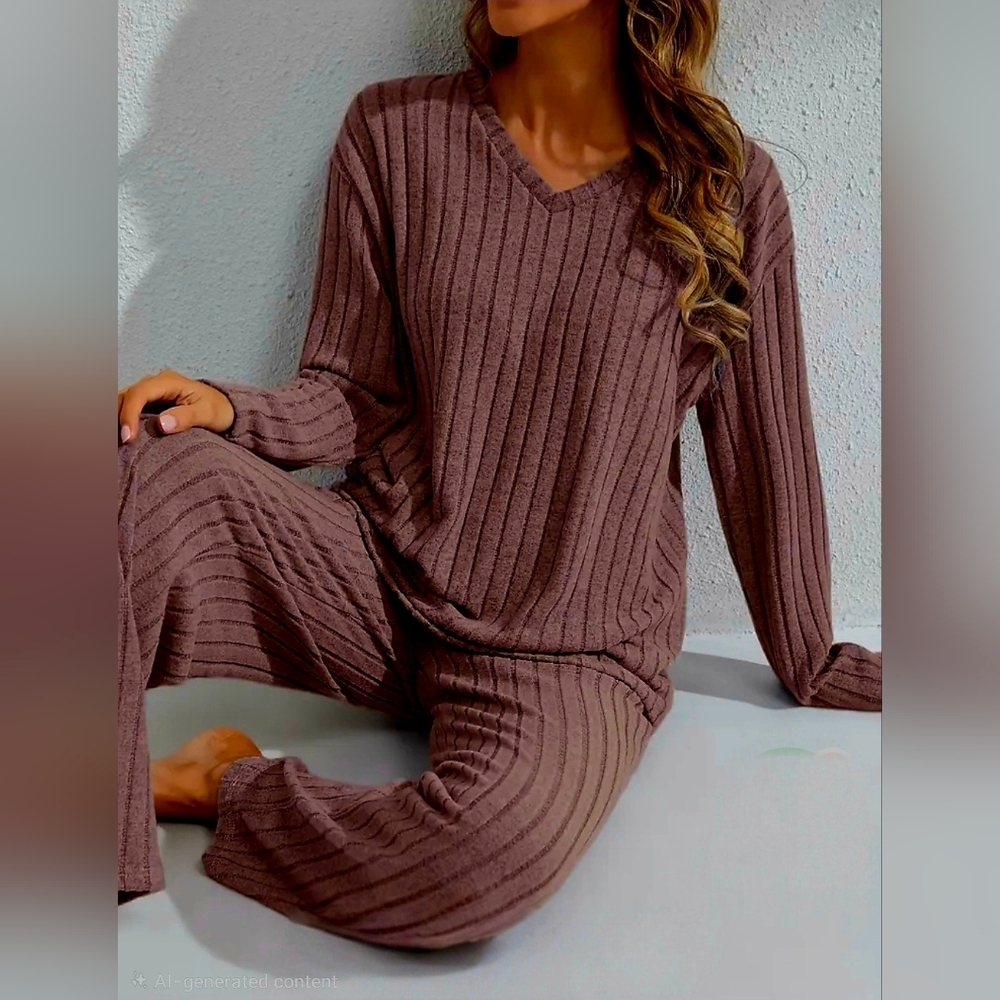 Ribbed Knit 2-Piece Loungewear
